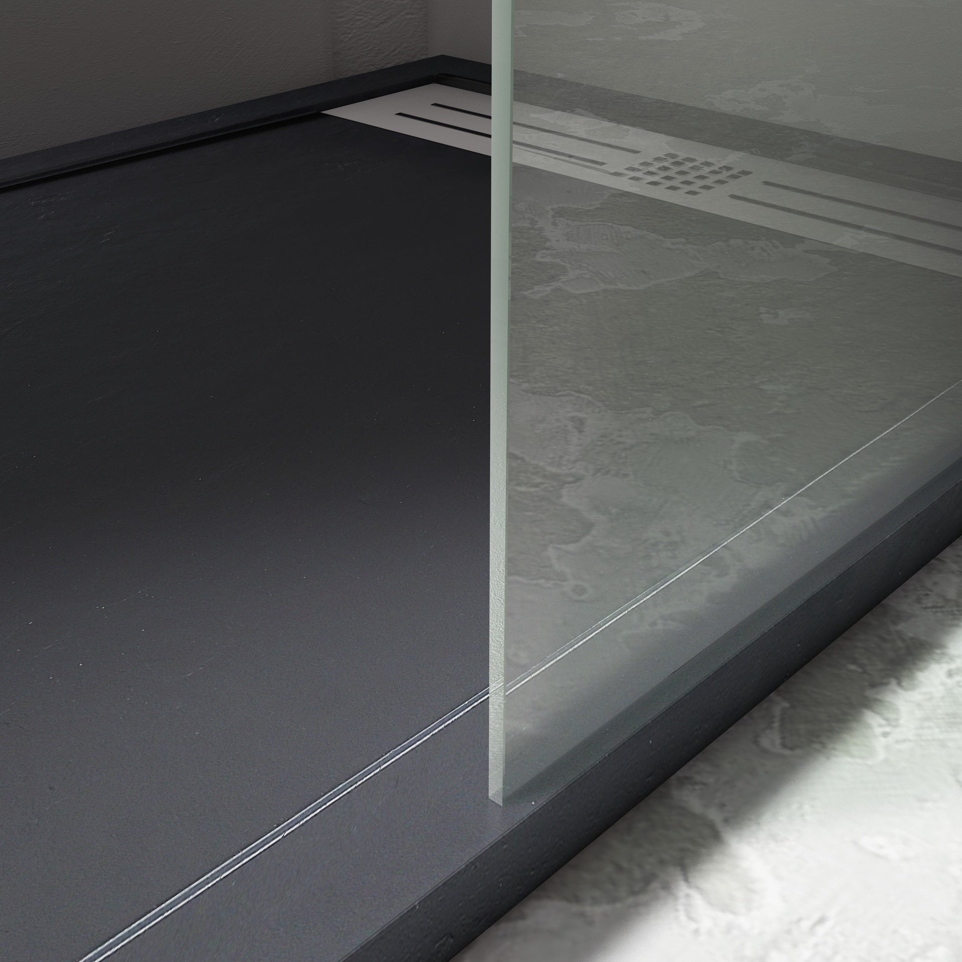 BATHME OASIS Mampara Ducha Fijo Negro Transpartente