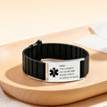 Símbolo médico personalizado Pulsera de alerta médica impermeable con etiqueta de identificación con nombre grabada y correa magnética Regalo médico de viaje de uso diario para el paciente