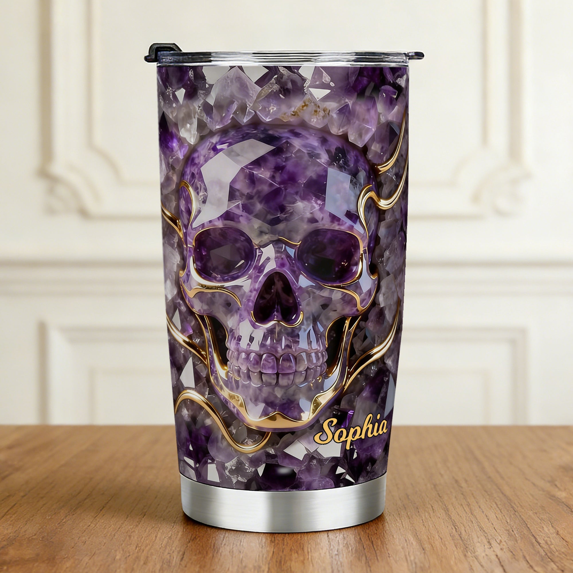 Personalizado Multicolor Cristal Esqueleto 20 oz Vaso con Nombre Uso Diario Cumpleaños Regalo para Amigo Familia