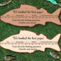 Regla de tilo personalizada en forma de pez con texto Artículos de pesca Divertido regalo de cumpleaños para papá en el Día del Padre