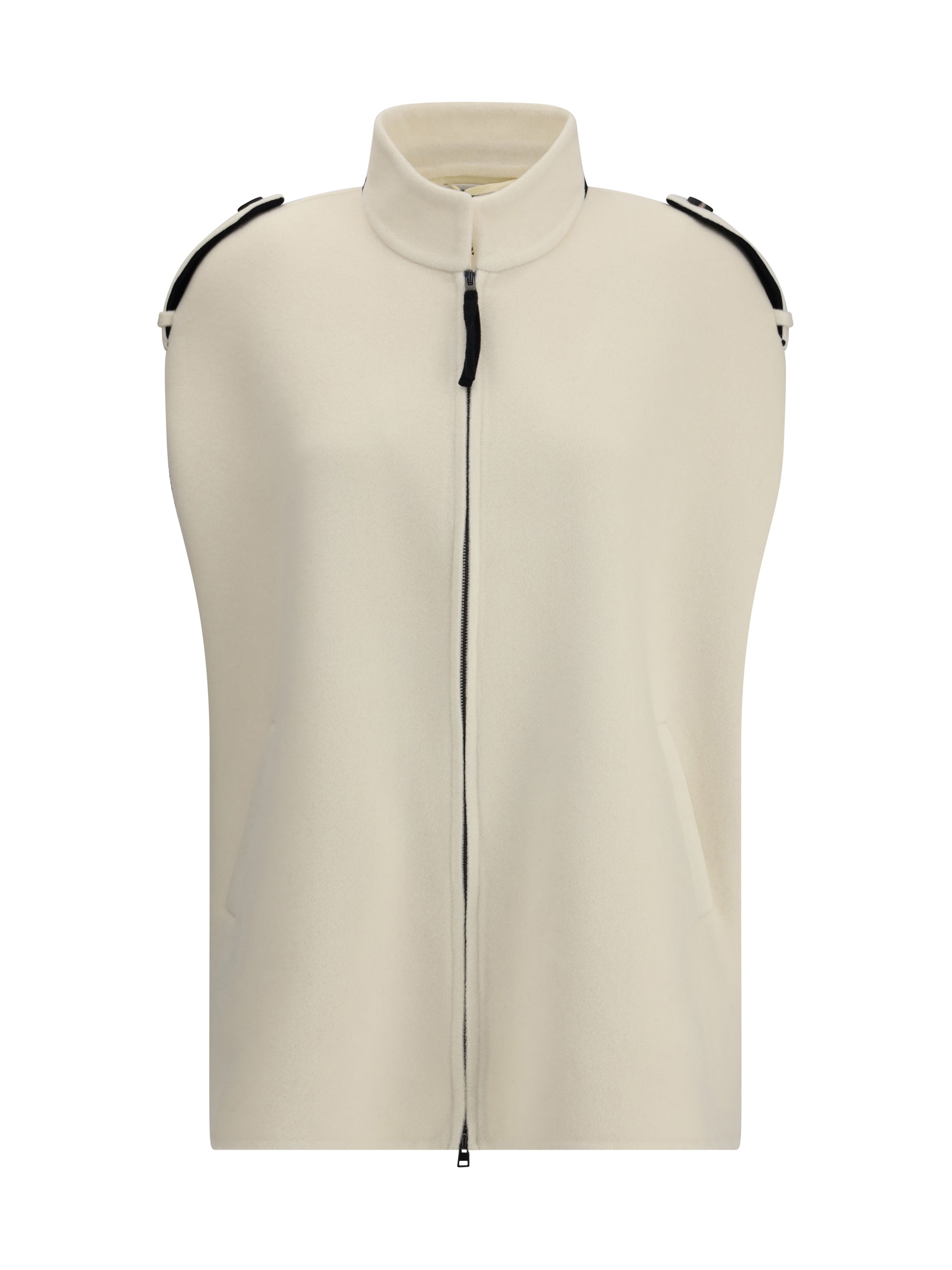 Aftercoat Wool-Cashmere Zipped Cape — Beige