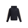 Men's Check Trim Hoodie Black Clothing