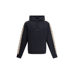 Men's Check Trim Hoodie Black Clothing