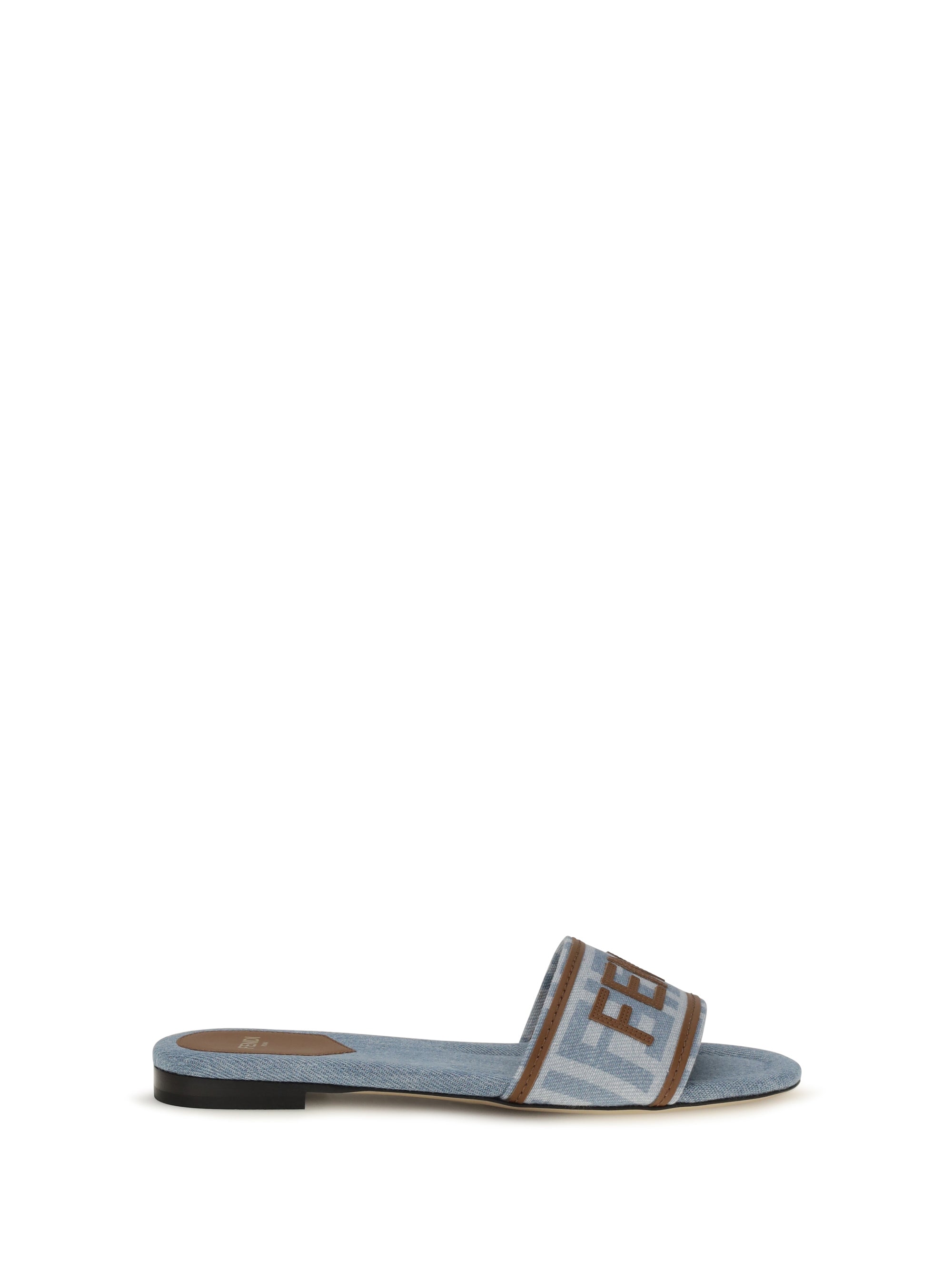 Fendi FF Jacquard Denim Sandal — Blue