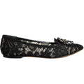 Women's Lace Crystal-Embellished Flat Black Viscose Cotton Nylon