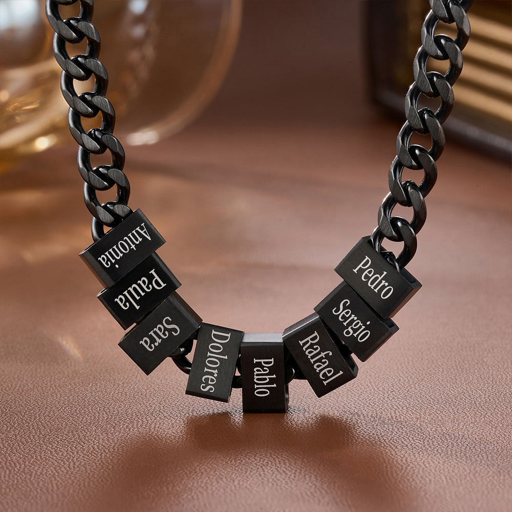 Collar personalizado de acero inoxidable con bloques de 1 a 10 nombres grabados estilo minimalista regalo del Día del Padre para papá y abuelo
