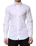 Men's White Cotton Gold Long Sleeves Formal Shirt Elastane