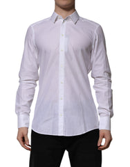 Men's White Cotton Martini Long Sleeve Formal Shirt
