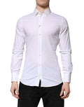 Men's White Gold Long Sleeves Dress Formal Shirt Cotton Elastane