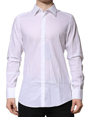 Men's White Martini Long Sleeve Dress Formal Shirt Cotton