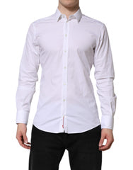 Men's White Gold Cotton Dress Formal Shirt Elastane