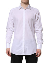 Men's White Gold Cotton Long Sleeves Formal Shirt