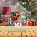 Luz LED nocturna con forma de casa personalizada New Beginnings con foto del año y base de madera Regalo de inauguración de la casa para la familia