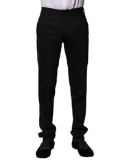 Men's Black Wool Formal Dress Pants Virgin Elastane