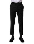 Black Wool Formal Men Cropped Pants Virgin