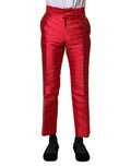 Men's Red Polyester Cropped Dress Pants