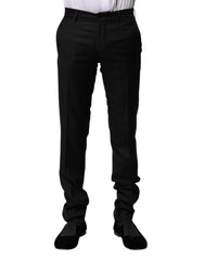 Black Wool Formal Men Slim Pants Virgin
