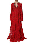 Women's Red Floral Lace Rhinestone Embellished Dress Cotton Viscose Nylon