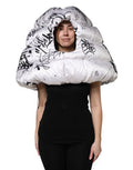 Women's White Polyester Printed Hood Quilted Hat