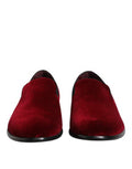 Men's Red Cotton Velvet Slip On Loafers Formal Shoes Viscose