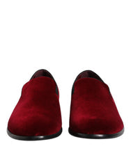 Men's Red Cotton Velvet Slip On Loafers Formal Shoes Viscose