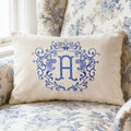 Funda de almohada personalizada con cresta victoriana estilo campestre francés Monograma Decoración del hogar Aniversario de boda Regalo para recién casados Familia