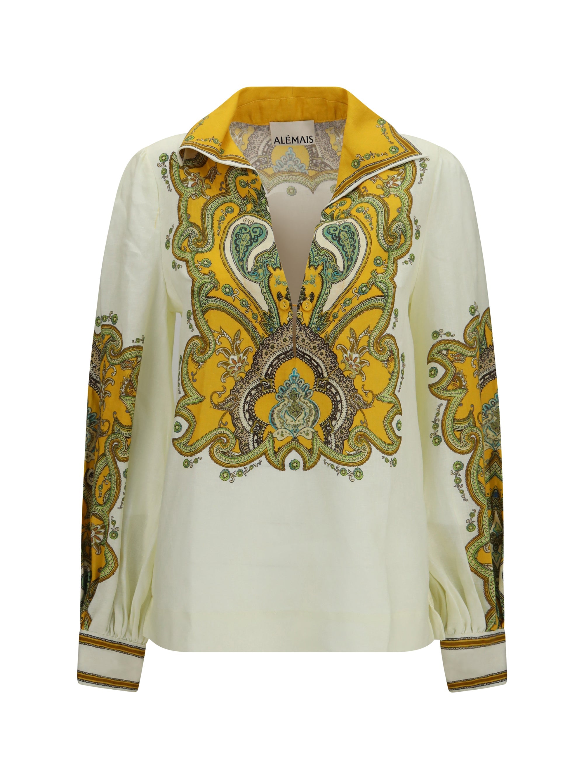 Alemais Printed Linen Shirt — Cream