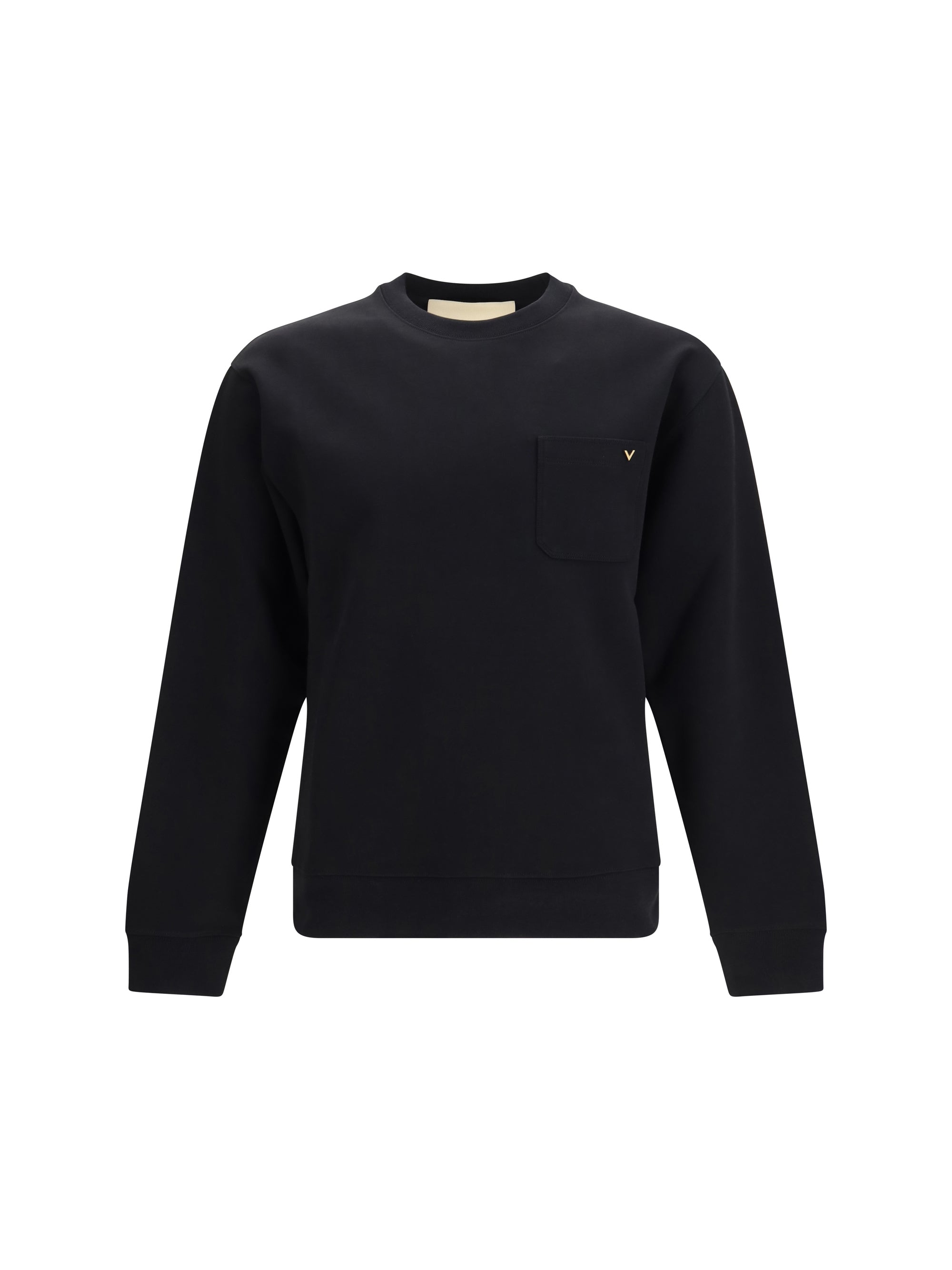 Valentino Cotton Jersey Crewneck Sweatshirt — Black