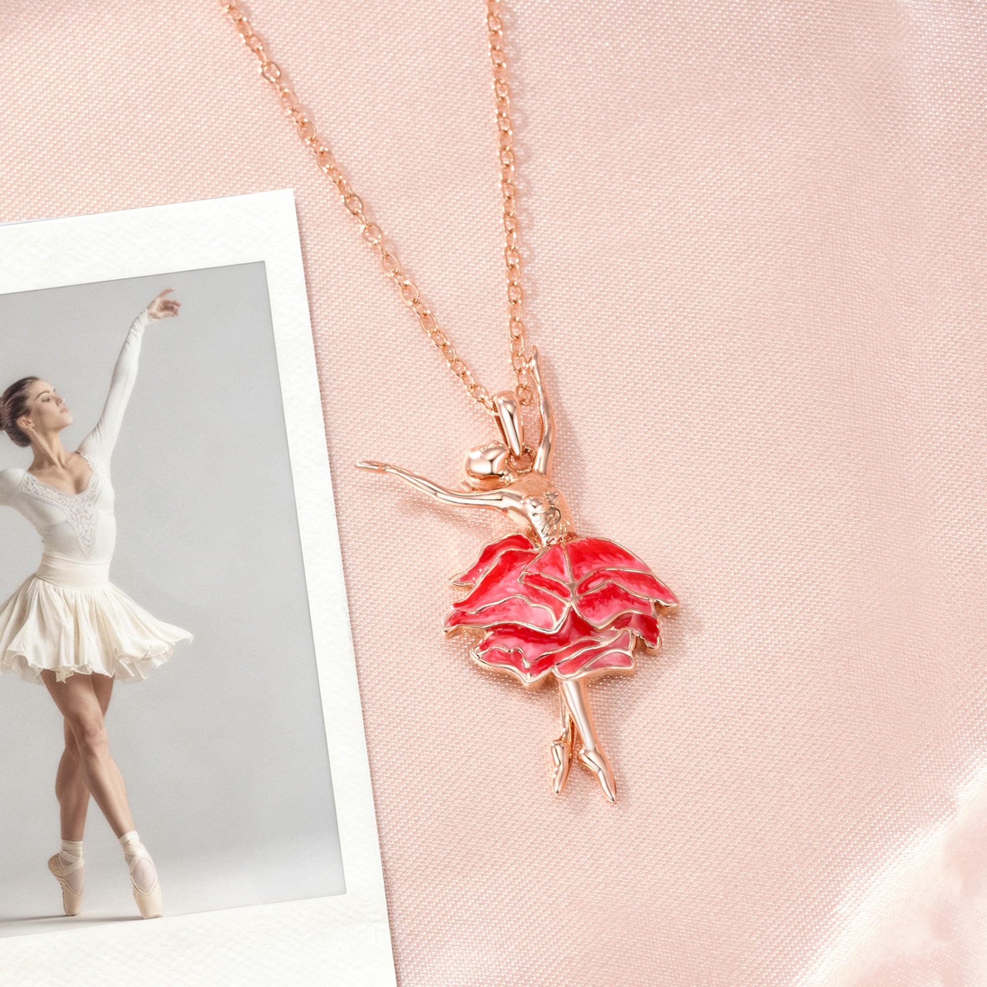 Personalizado Hermoso Diseño Nacimiento Flor Ballet Bailarina Niña Collar con Falda de Pétalos Regalo de Cumpleaños para Bailarina Amante de la Danza
