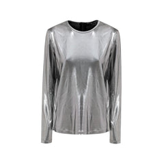 Women's Gray Viscose Long Sleeve Clothing