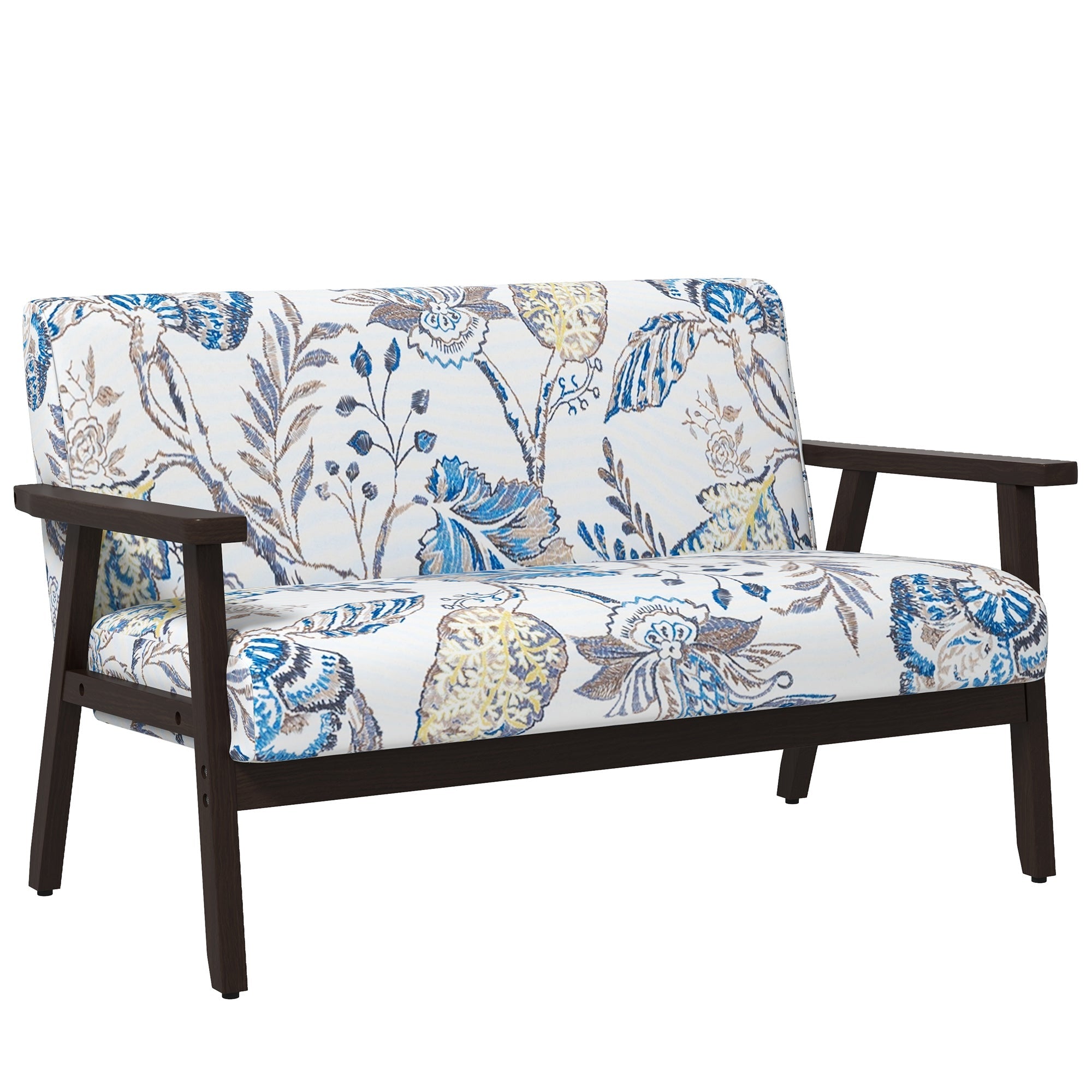48" Modern Loveseat with Rubber Wood Legs 2-Seater Sofa, Multicolour