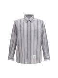 Thom Browne Madras Striped Armband Shirt — Gray