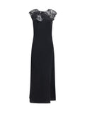 Ferragamo Silk Crêpe with Macramé Lace Dress — Black