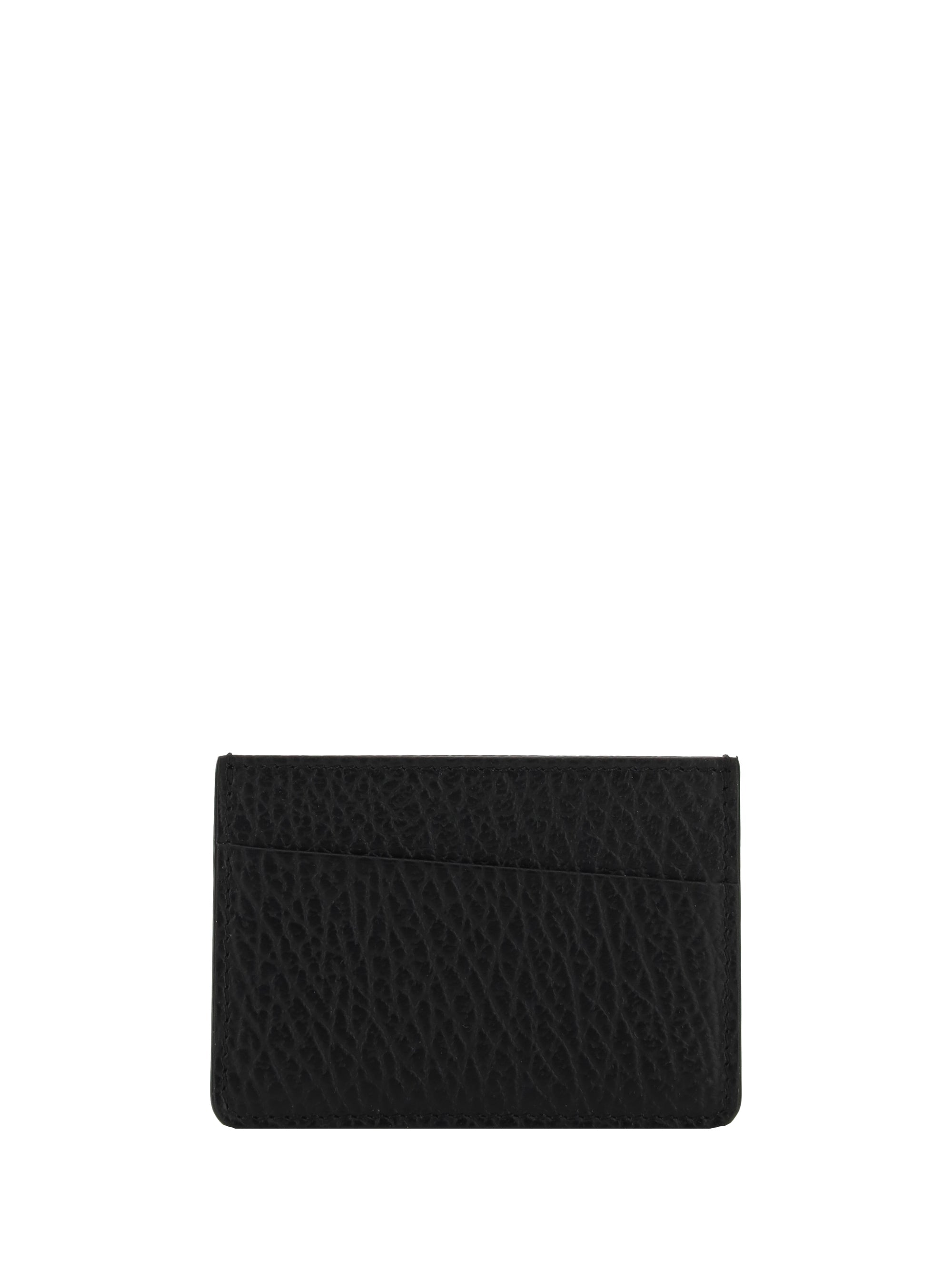 Maison Margiela Contrast Stitched Leather Card Case — Black