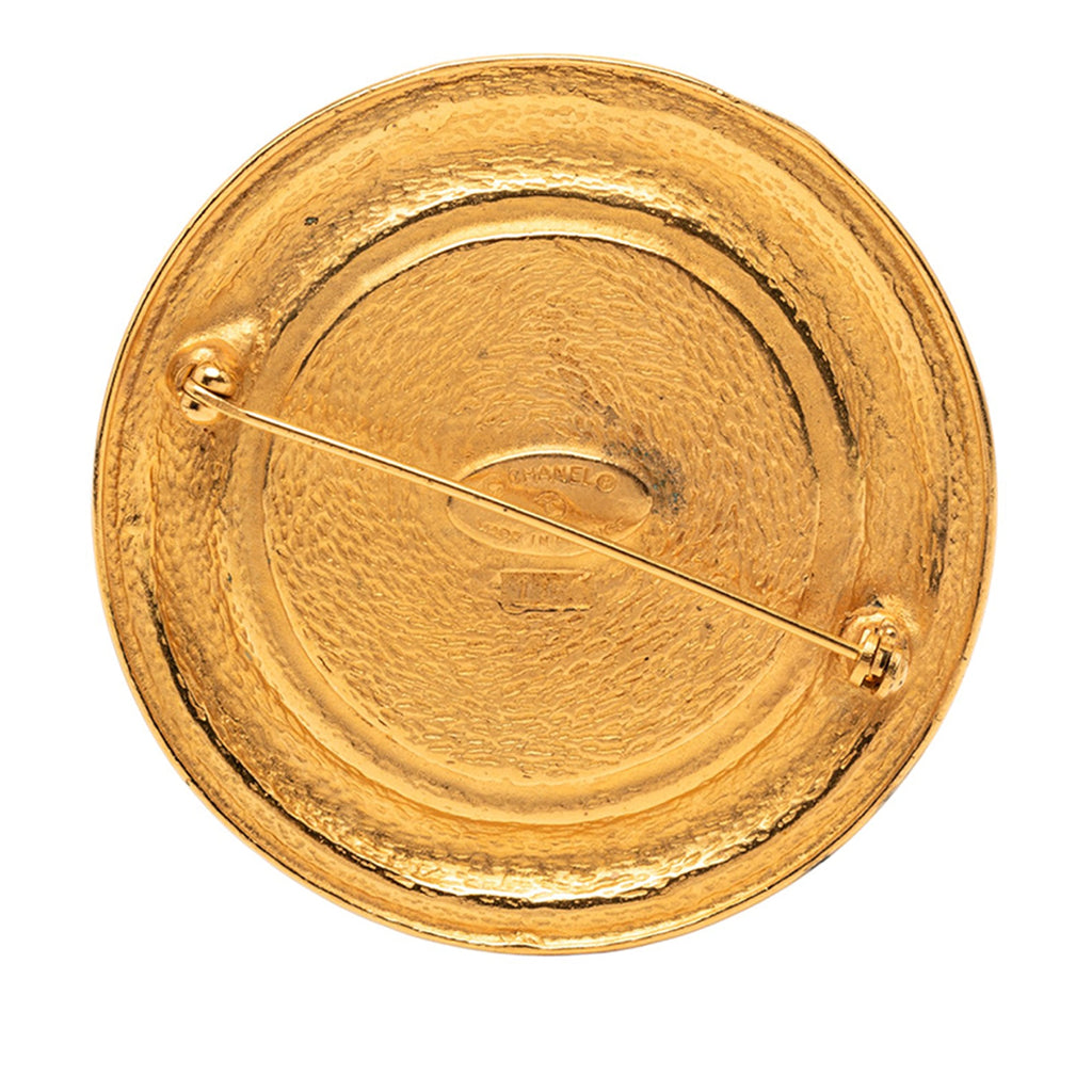 Gold Plated 31 Rue Cambon Round Vintage Pin Brooch