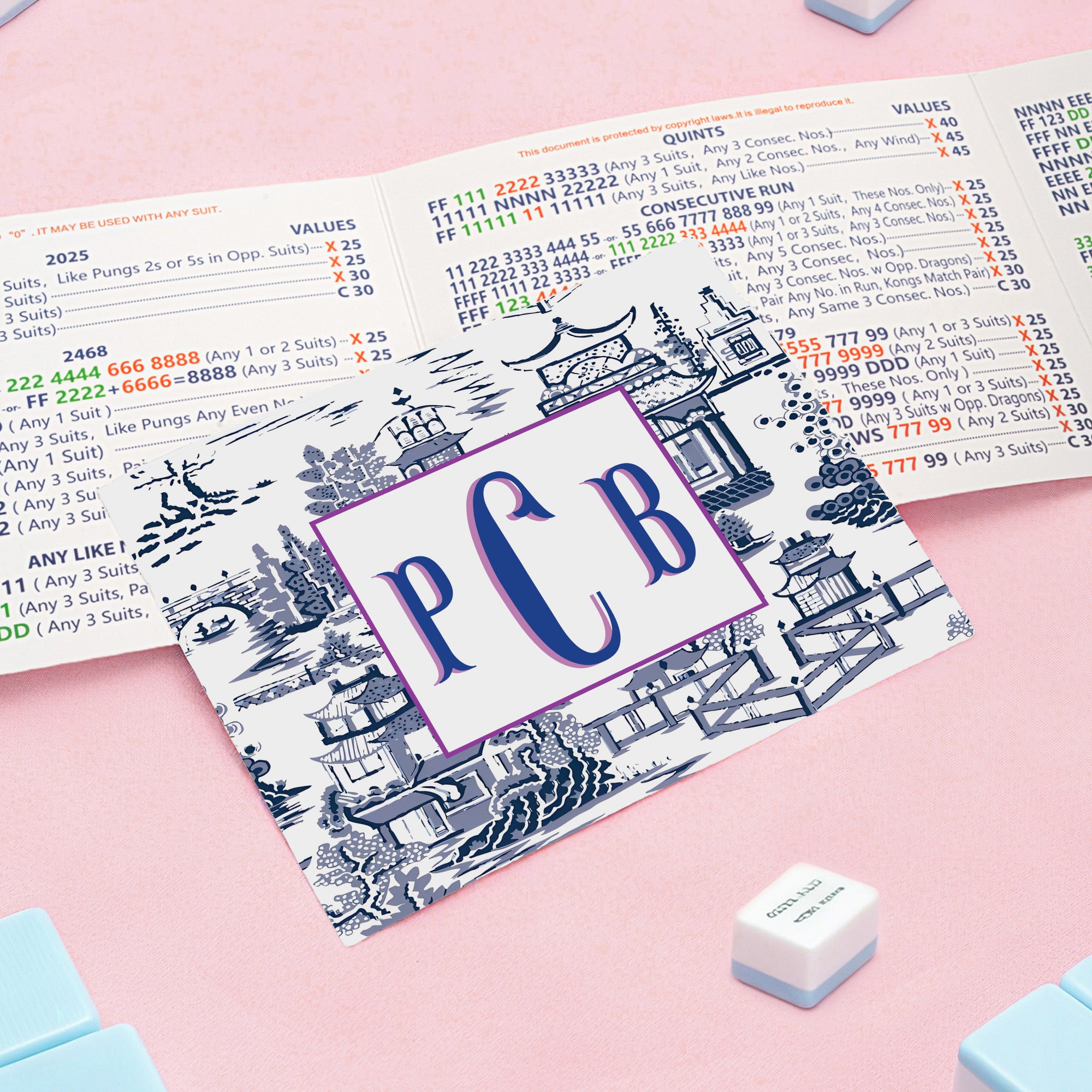 Pegatinas de cartas de mahjong personalizadas con monograma y protector Regalo de noche de juegos de mahjong para aficionados al mahjong