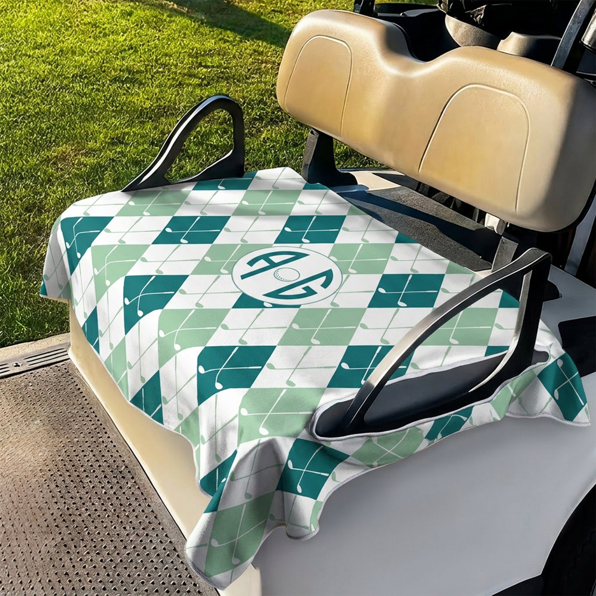 Funda de asiento de carrito de golf personalizada con monograma e inicial Accesorios para campos de golf Regalo de cumpleaños para club de campo para amantes del golf
