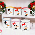 Taza esmaltada de 12 oz personalizada con el nombre de un simpático muñeco de nieve con nariz de zanahoria Regalo de Navidad para niños de uso diario