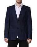 Men's Blue Wool Single Breasted Suit Coat Blazer Virgin Polyester Silk
