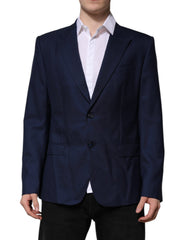 Men's Blue Wool Single Breasted Suit Coat Blazer Virgin Polyester Silk
