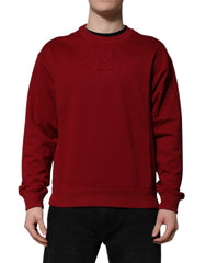 Men's Red Embossed Logo Cotton Crew Neck Sweater Clothing