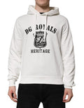 Men's White Cotton Dg Royal Print Hooded Sweater Off Clothing