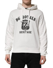 Men's White Cotton Dg Royal Print Hooded Sweater Off Clothing