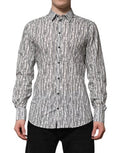 Men's White Floral Print Casual Long Sleeves Shirt Cotton
