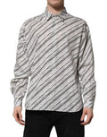 Men's Diagonal Striped Cotton Shirt White
