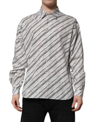 Men's Diagonal Striped Cotton Shirt White