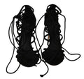 Women's Suede Strappy Gladiator Heel Black Goatskin