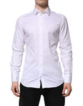 White Cotton Gold Long Sleeve Men Dress Shirt