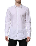 Men's White Cotton Gold Long Sleeves Dress Shirt