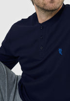 Camiseta Pijama Hombre Manga Larga Tapeta Algodón Lisa - Marino 7526_39